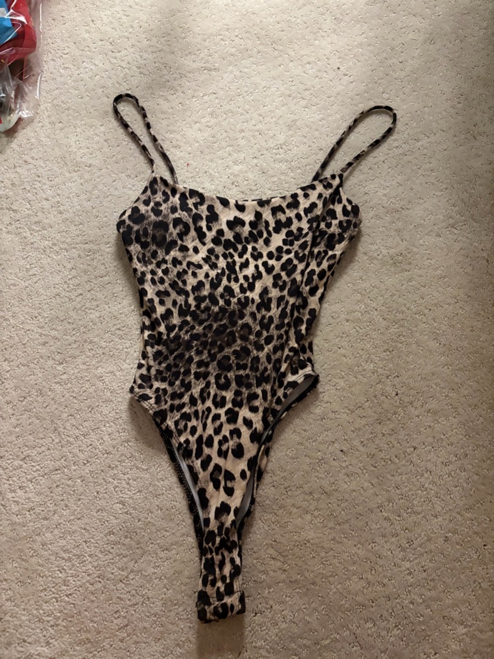 Zara Leopard Print One-Piece bodysuit - Beige & Black